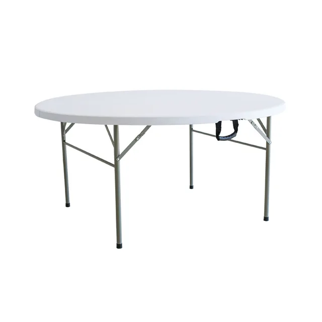 6ft 72inch HDPE Tabletop 10 Seater Wedding Banquet Dining Foldable Plastic Round Tables For Events Party