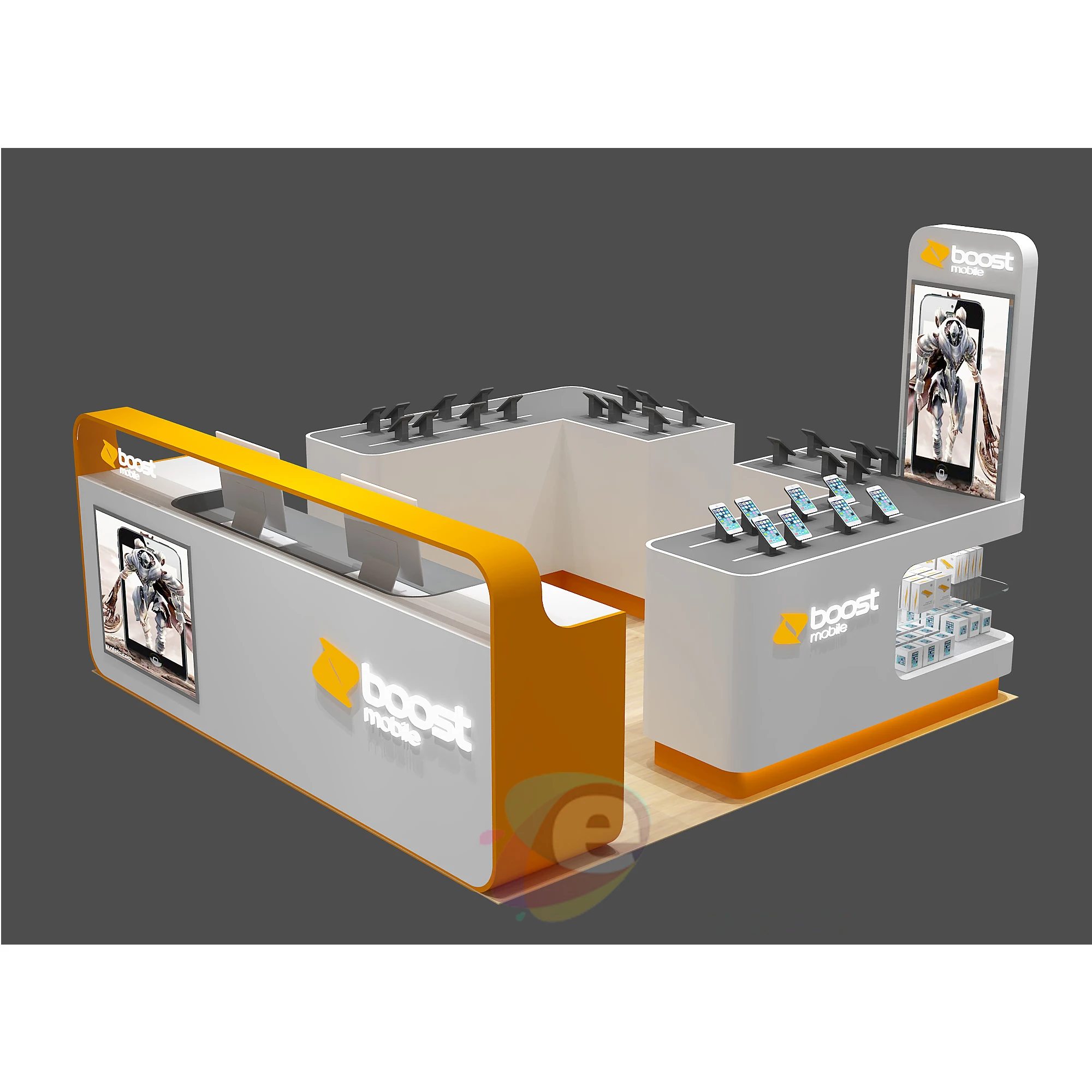 Customized Dubai Phone Store Design Lockable Glass Phone Display Cabinet With Led Light OEM