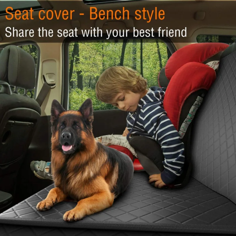 Pawhut 600D Oxford Dog Car Seat Cover Back Rear Protector Belt Universal Waterproof Anti-Scratch Nonslip Black 