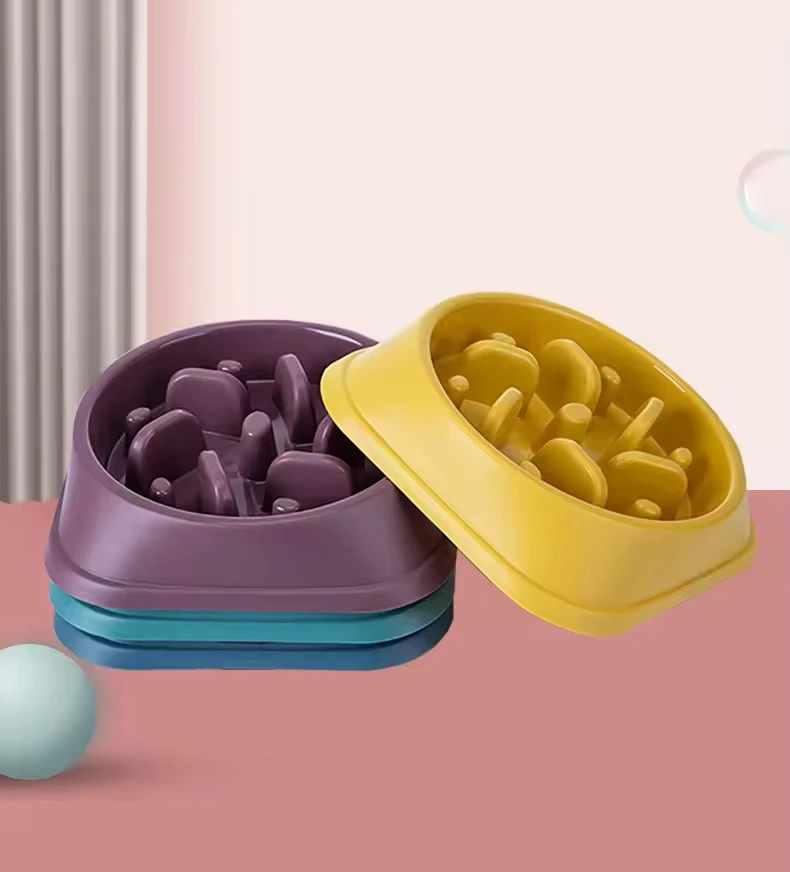High Quality Portable Anti-Slip Anti-Tip Design Pet Cat Dog Slow Feeder Bowl Eco-Friendly Plastic PP Material for Travel Feeding