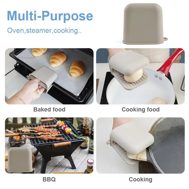 Custom Logo Kitchen Square Shape Non Slip Mini Silicone BBQ Oven Gloves Mitts Pot Holder