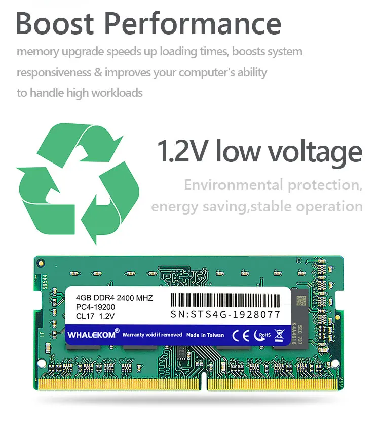 WHALEKOM FCC CE Wholesale Desktop CPU Original DDR4 Memory RAM 4GB On ...