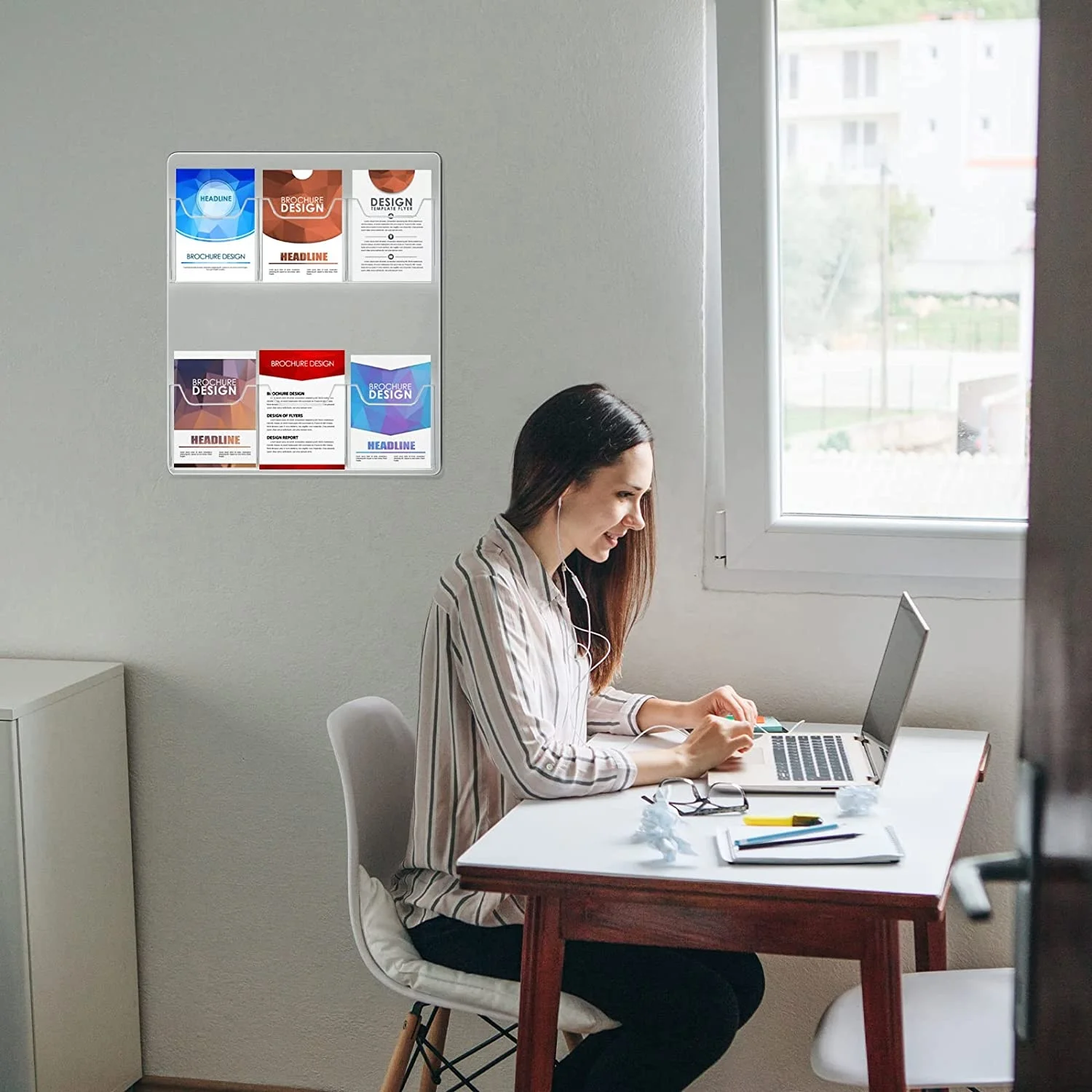 Акриловая деловая Складная брошюра тройного сложения, стойка с несколькими слотами, настенное крепление, прозрачные карманы, экономия места, брошюра, литературное меню, реклама