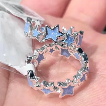 Blue Star adjustable  Fashion Luminous Ring gift for girl