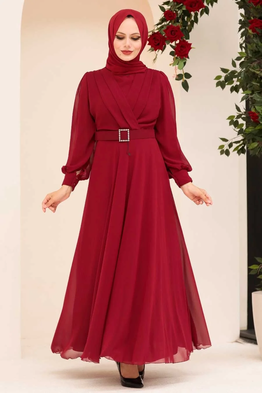 Latest Abaya Designs Luxurious Plain High Waist Slim Fit With Belt And