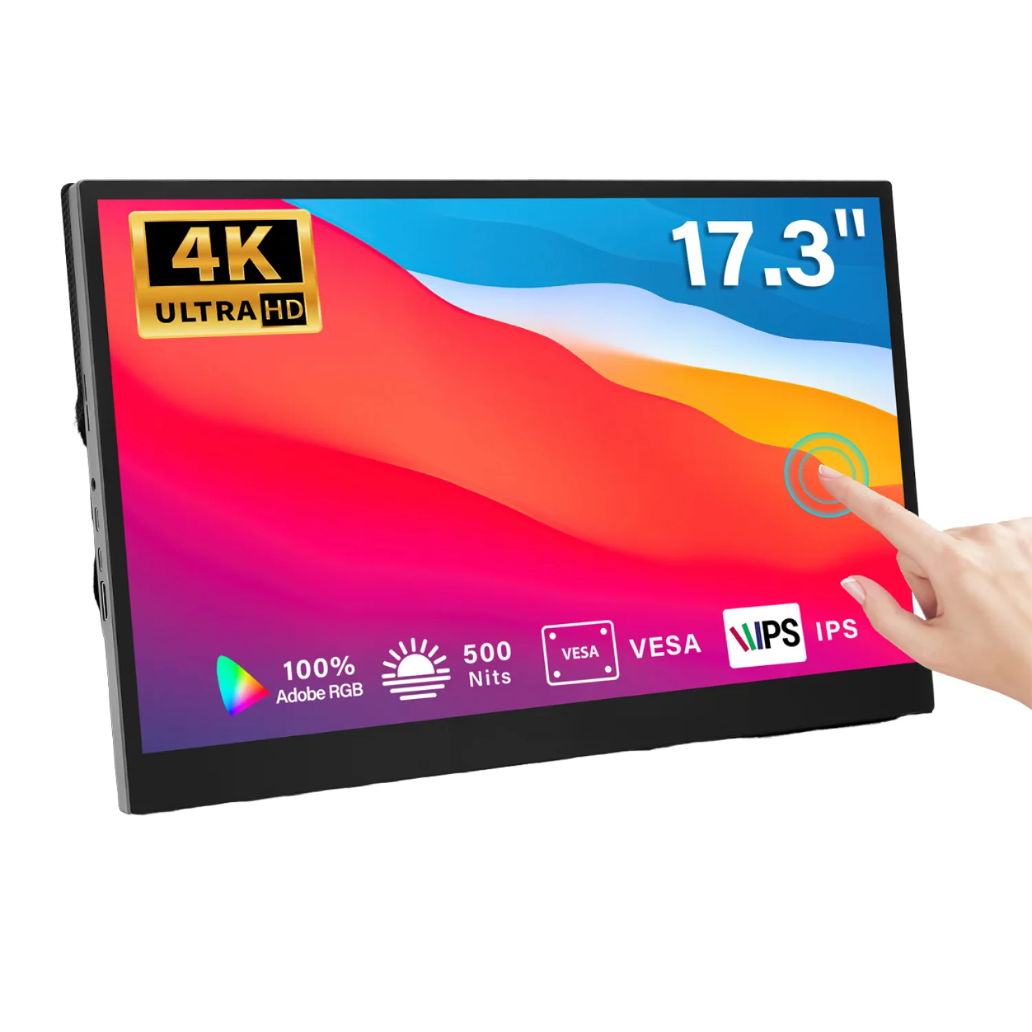 新型17.3インチ4K UHD IPSタッチスクリーンポータブルモニター、Type-C 