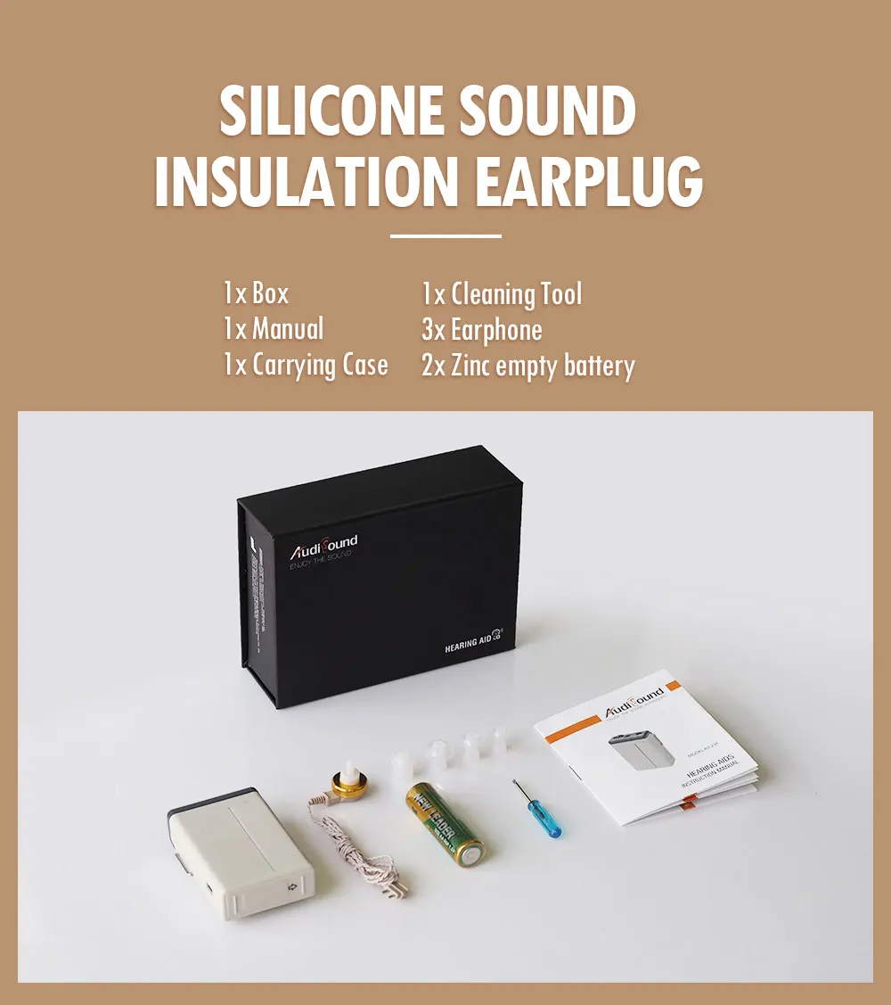 High power hearing amplifier with AA battery details