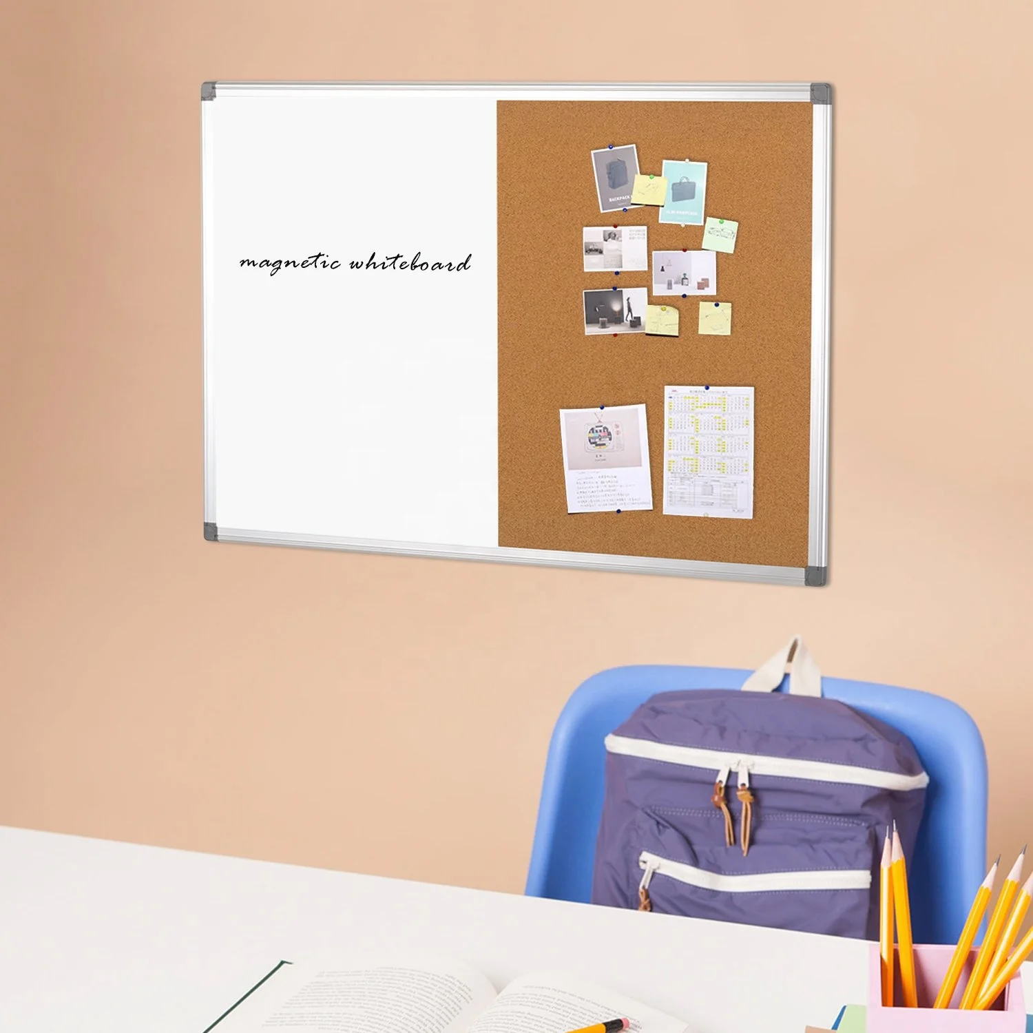 Combo Board Aluminium Frame Dry Erase Whiteboard And Cork