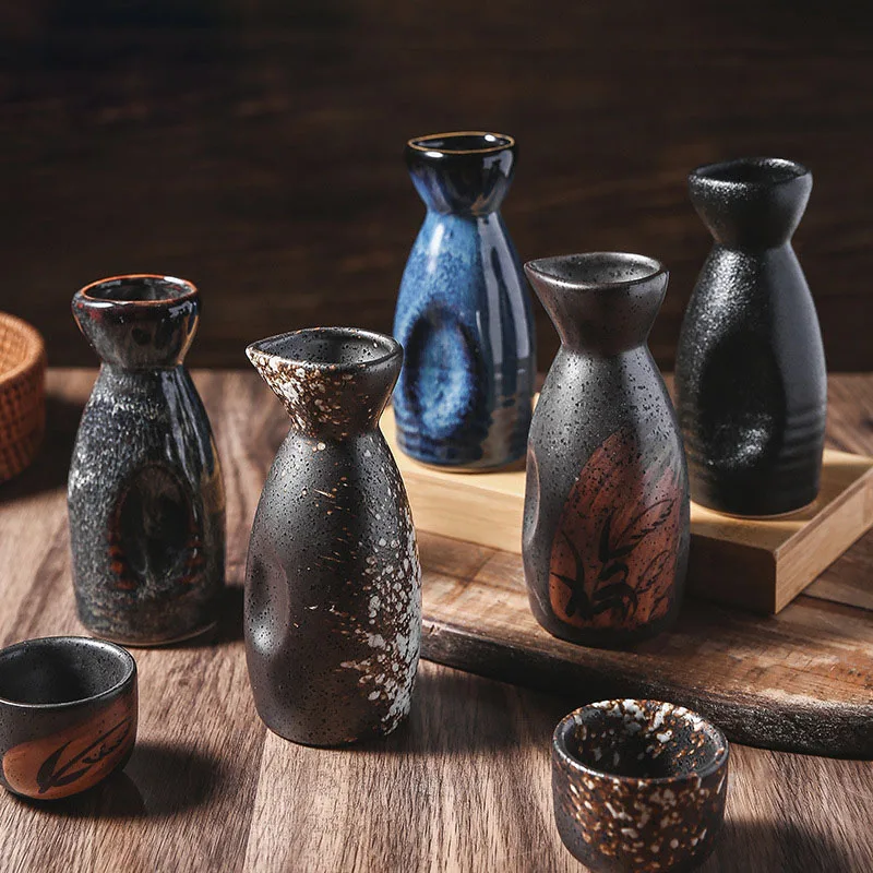 Bar Drinkware Japanese Sake Pot Stoneware Ceramic Sake Cup Bottle Set ...