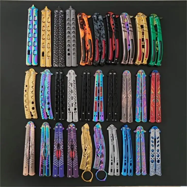 High-quality Unsharpened Practice Training Balisong Steel Ball Bearing Trainer Pocket Butterfly Tools for Man Gift