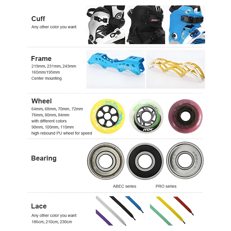 Wholesale X-tech X-C02 Adjustable PU Wheel 4-Wheel ABEC-5 Bearing PP Shell with Fiber TPU Toe Electric Inline Skate Roller
