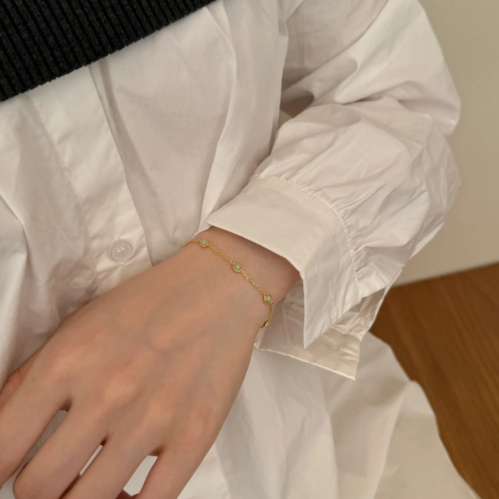 KAKODIY Unique Design 925 Sterling Silver Rhodium 18K Gold Plated Chain Daley Dress Synthetic Opal Women's Jewelry Bracelet detail 6