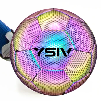 Custom Logo Holographic Soccer Ball Glowing Reflective Light up Football Size 5 Made of PU Material for Matches China Factory