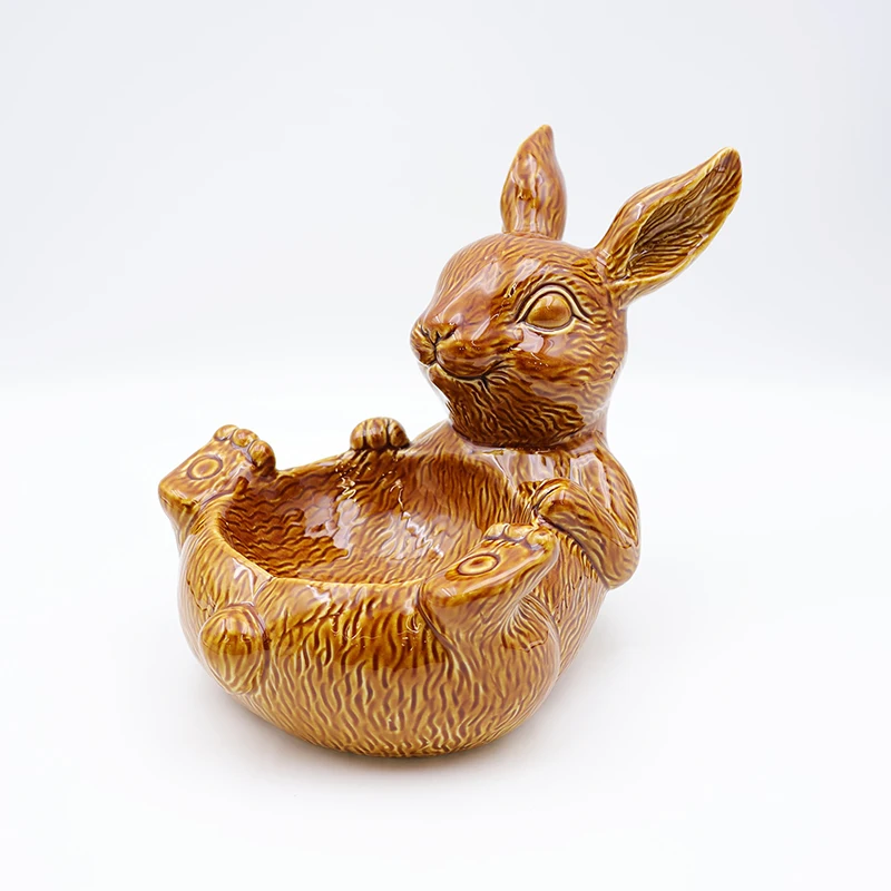 Easter handmade brown bunny big bowl food storage container
