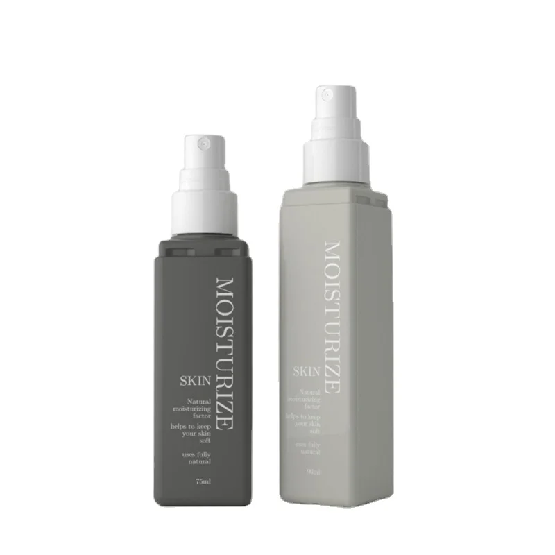60ml Square Cosmetic Body Sprayer Screen Printing White Cosmetic Jar Screw Cap Plastic Spray Lotion Bottle Cosmetic Packaging PE