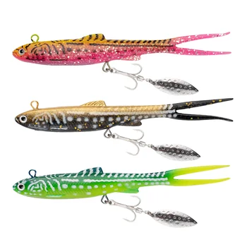 14cm 26g Lead Jig Soft Fish Lure with Spinner Blade & Treble Hook, Artificial Bait for Topmouth Culter Bass Channel Catfish – Soft Lure – view 2