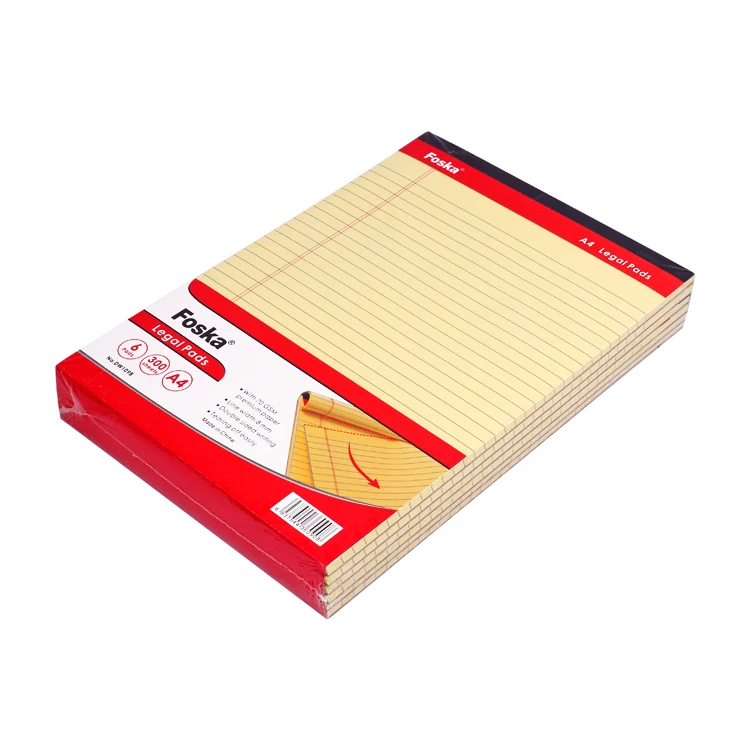 Foska School Office A4 Legal Wide Ruled Notepad - 50 Sheets