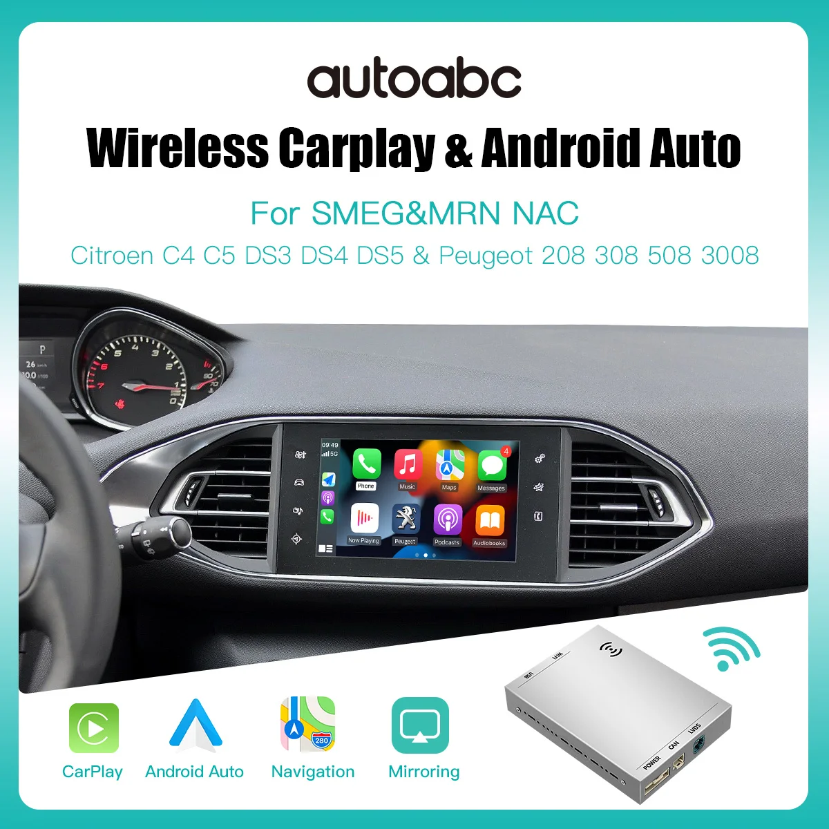 Wireless Carplay Android Auto For Peugeot Citroen SMEG 308 508 208 3008  Picasso C4 DS3 DS4 DS5 Mirror Link CarPlay box