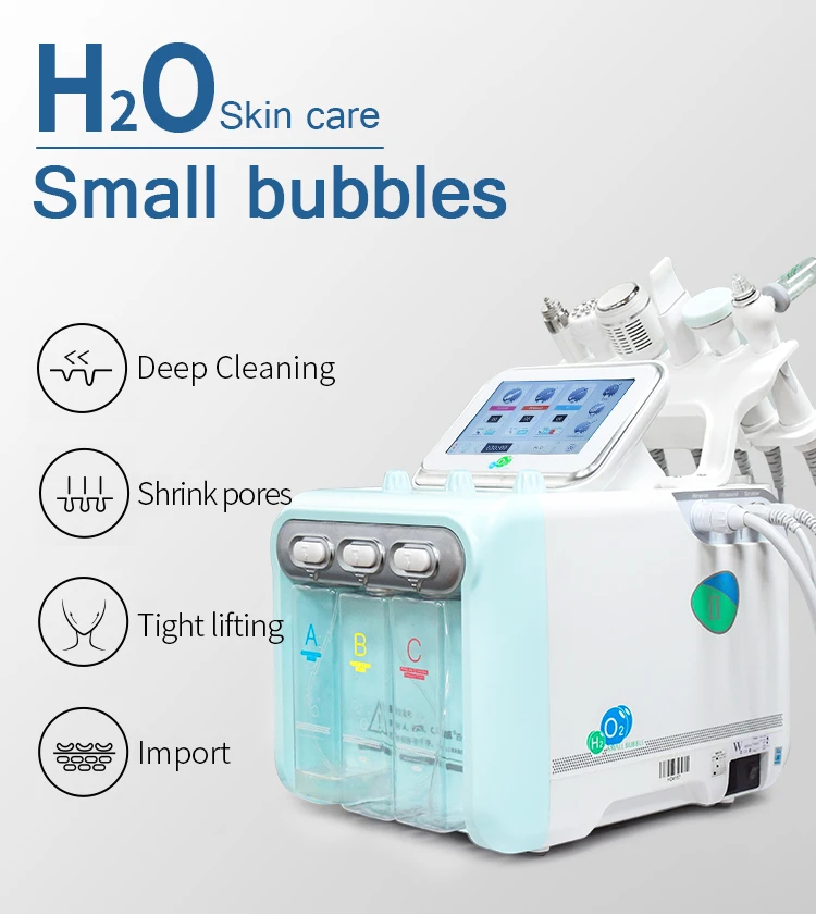 Updated 6in1 H2O2 Small Bubble Oxygen Beauty Machine Skin Cleaner Hydrogen Oxygen Jet Lifting Spray Skin Rejuvenation Anti Aging