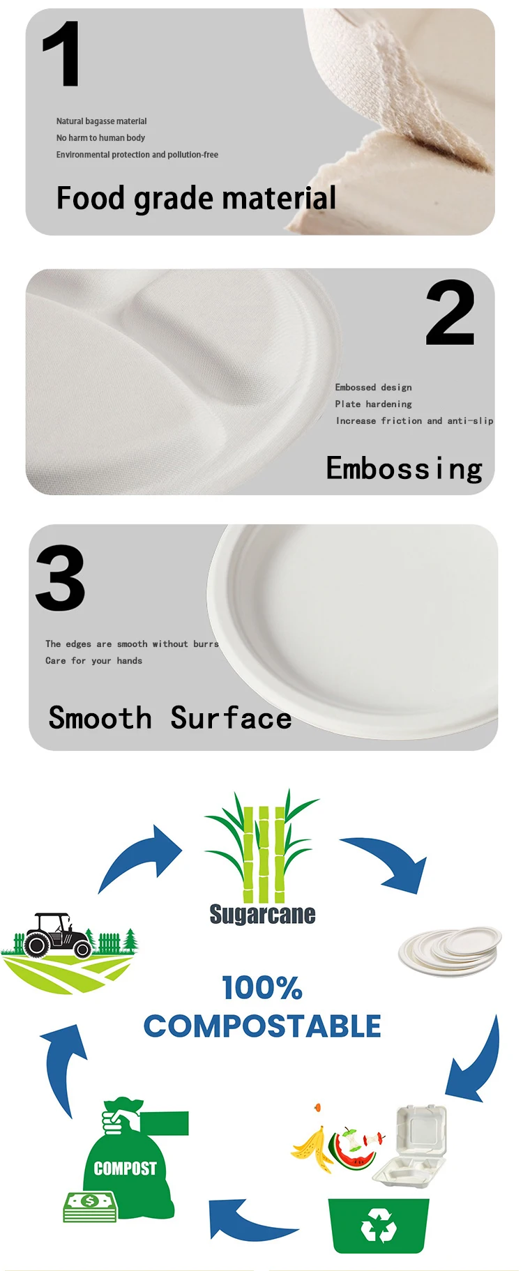 Biodegradable Disposable Plates Sugarcane Bagasse Paper Pulp Mould ...