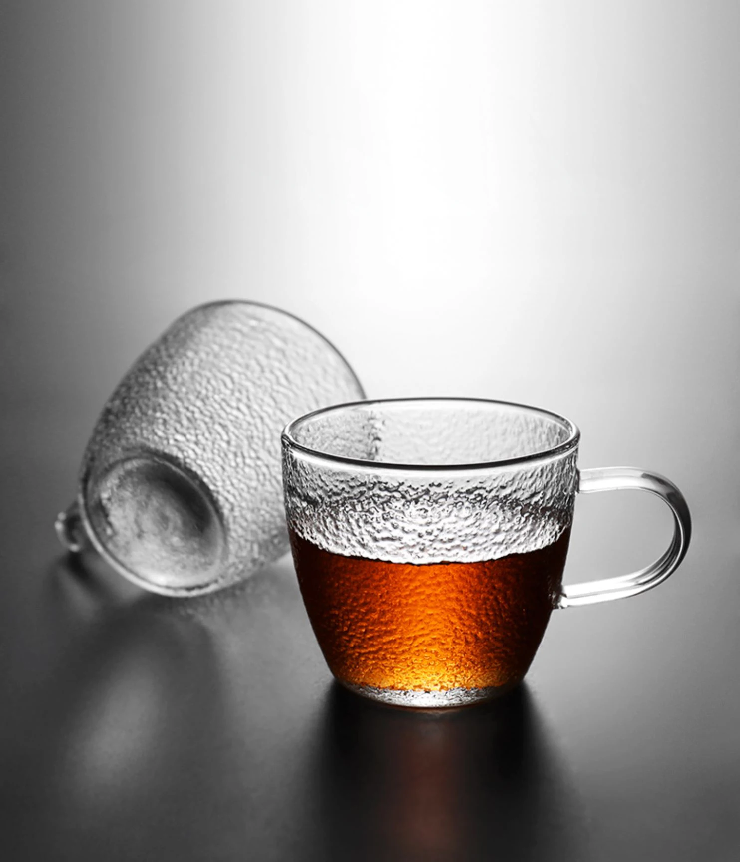 Single Wall Glass Tea Cup With Colored Handle Glass Iced Tea Cup Buy