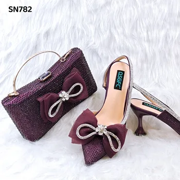 Colorful Crystal Decoration Purple Womens Pumps And Bag Set Perfect African Shoes  Match Orange Handbag For Dress QSL005 12cm Heel From Jackieliu009, $94.56 |  DHgate.Com