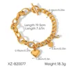 Pulsera de corazón con palanca de eslabones mixtos