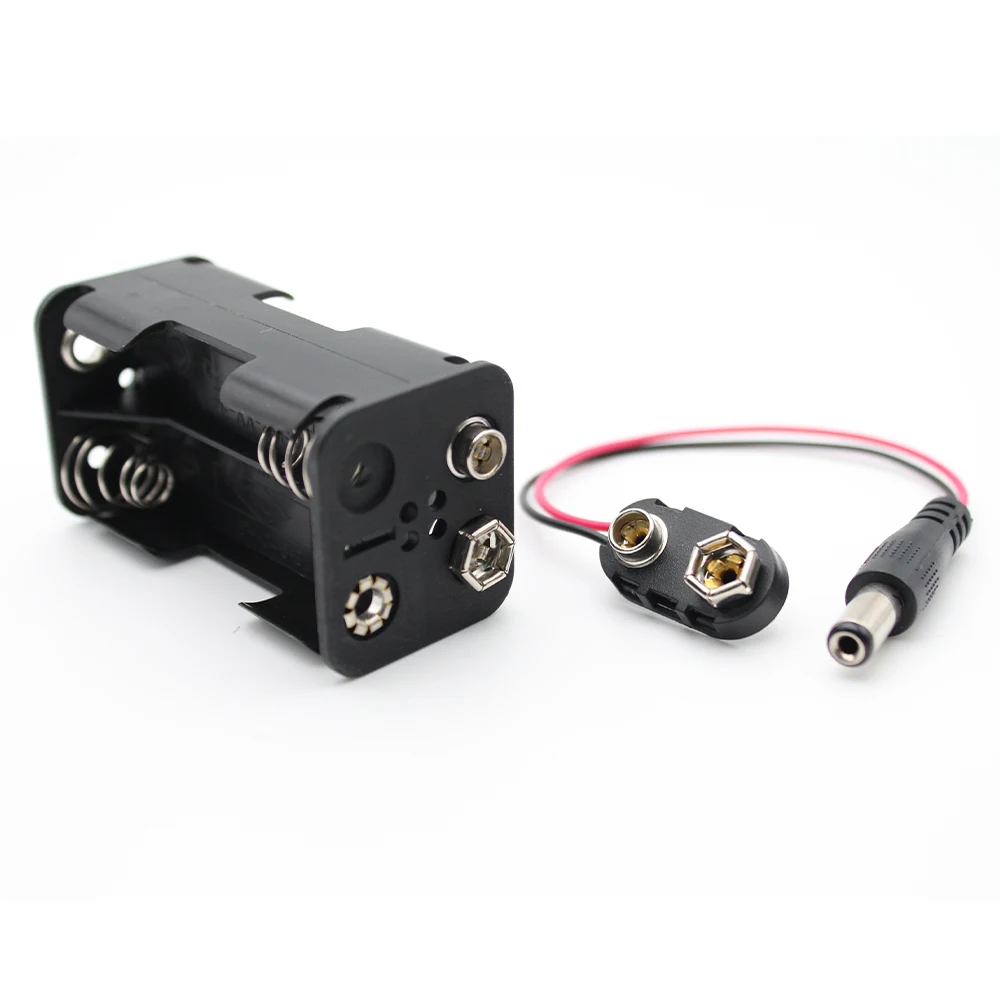 Dual Layer Battery Holder Back-to-Back 4*AA Battery Box with Electrode Cap Outlet Accessory for Multiple AA Batteries