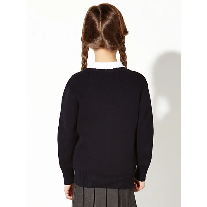 Pull personnalisé pour l'école primaire Pull pour l'école secondaire à  manches longues et col en V Pull tricoté uniformes scolaires