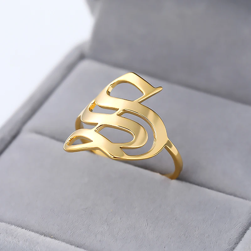 14k Gold Initial Ring with Birthstone – E&E PROJECT