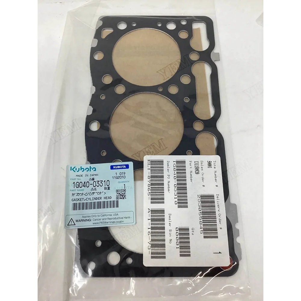 Cylinder Head Gasket 1G040-03310 for Kubota Engine D1005 DF1005 WG1005 Tractor B21 B2301 B2320 B7500 B7510 F2260 Mower ZD25F