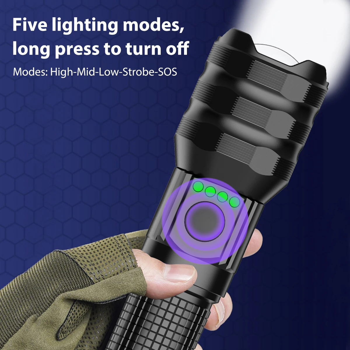 Ultrabright Long Beam 1km Rechargeable Lithium Battery Led Tactical