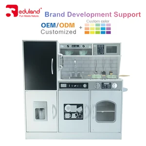 EDULAND Juguetes Mas Popular Kids Refrigerator Toy Pretend Play Educational Toys Girl Play Set Wooden Kitchen Toy for Children