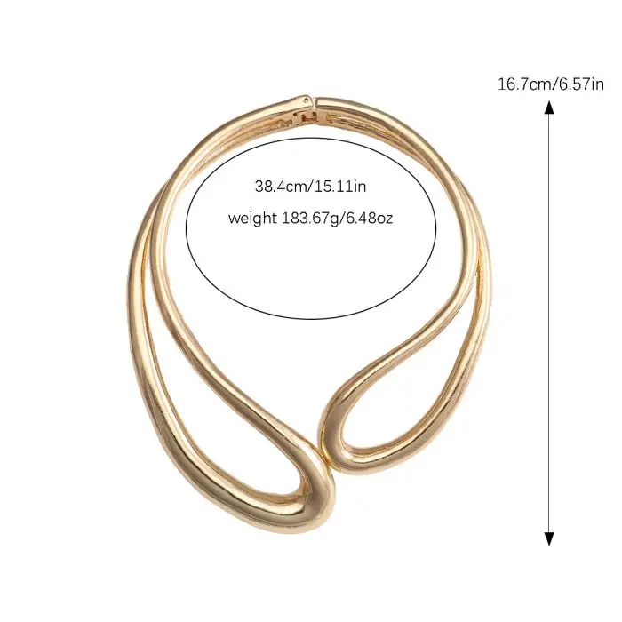 Exaggerated Heavy Metal Big Open Twist Knot Choker Necklace Fot Women Goth Adjustable Chunky Chain Bracelet Set Jewelry Men New