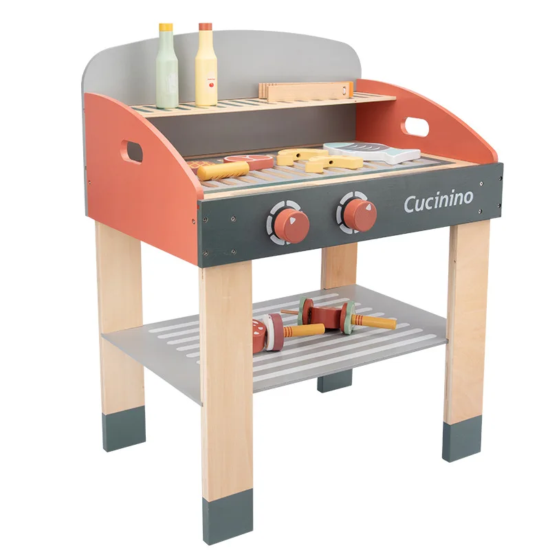 wooden play bbq set