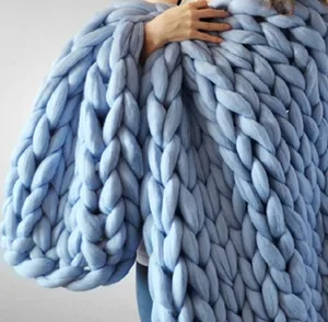 Wholesale Breathable Knitted Weighted Blanket Hot Sale Chunky Knitted Weave Blanket for Winter