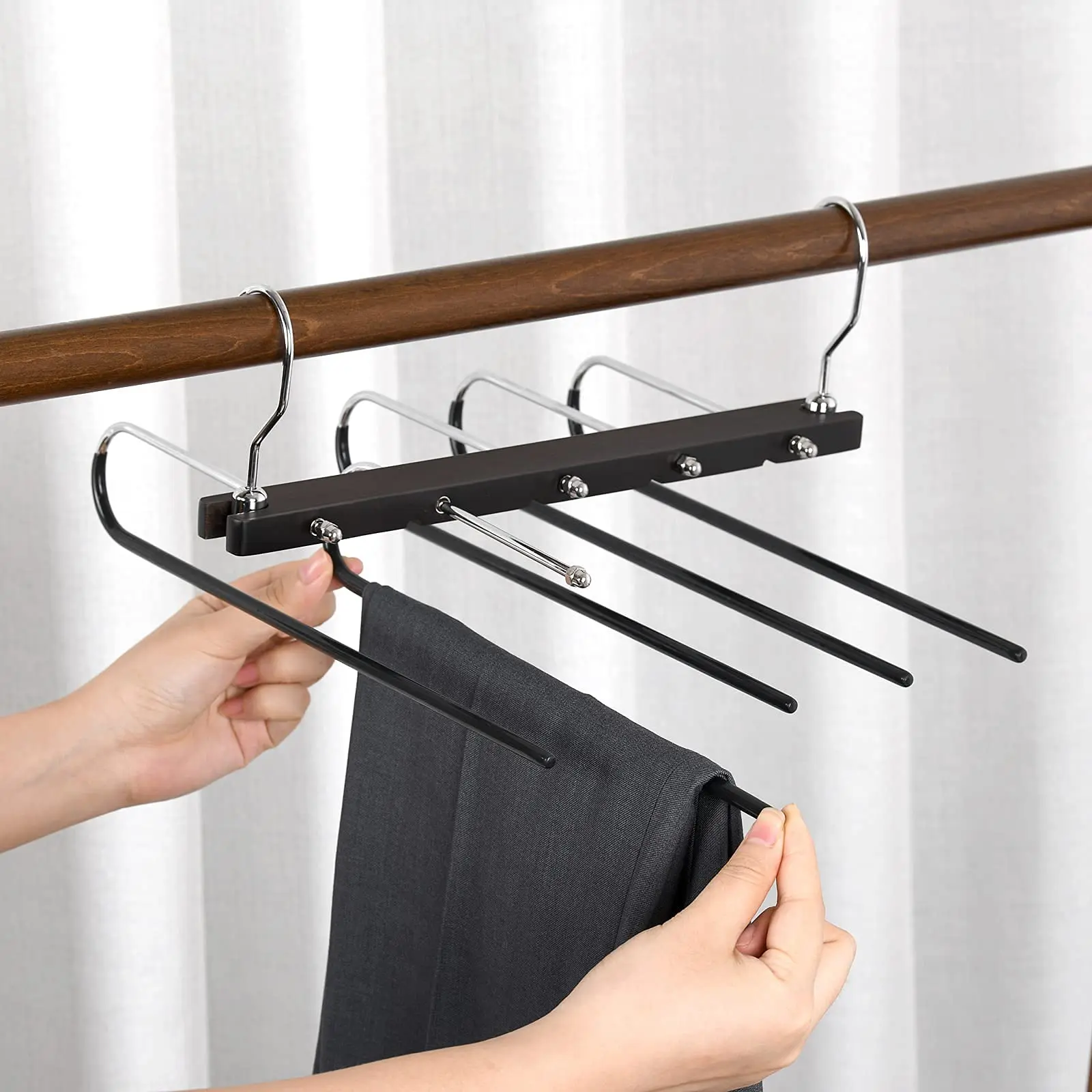 Wholesale Multifunction 5 Layers Hangers Multi Tier Clothes Rack  Metal Pant Hangers for Space Saving