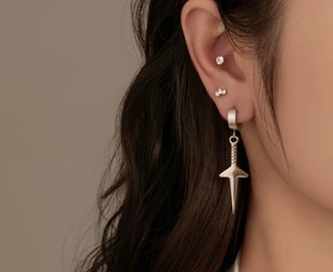 Zircon Stones Jewelry Titanium Body Piercing Earrings and Labret Stud Anti-Allergy  Titanium Jewelry Making