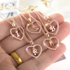 Women Jewelry Name Initials Zircon 26 Letter Chain Pendent Necklace Fashion Heart Love Necklaces