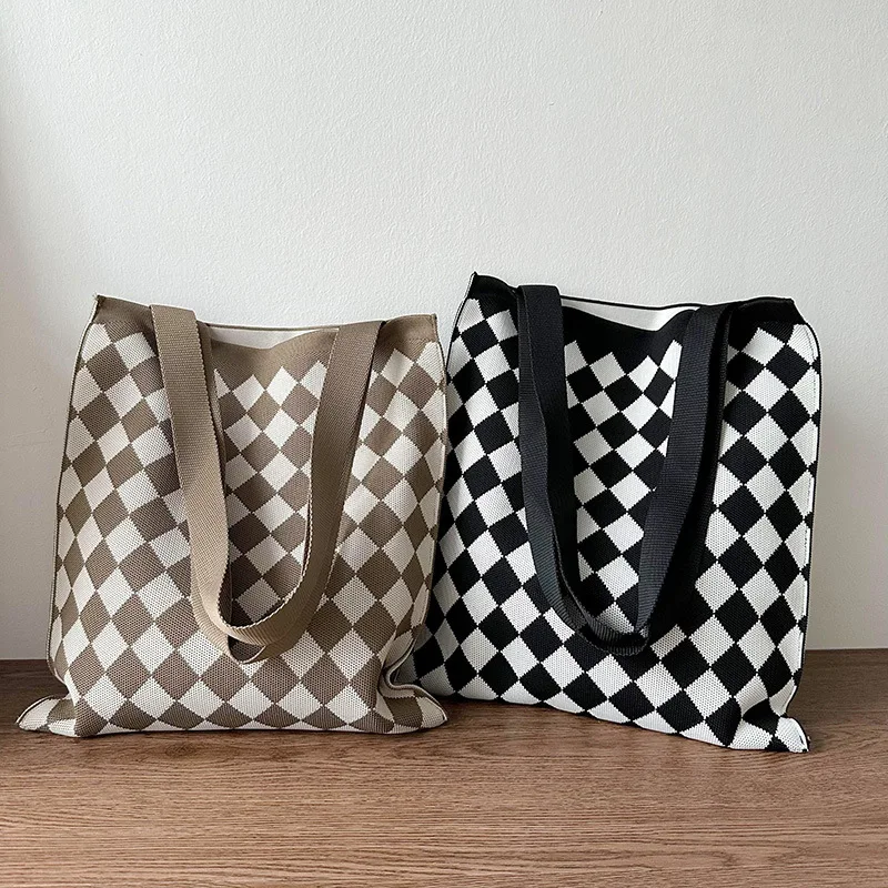 Wholesale Korean Fashion Crochet Knitted Beach Bag Women's Shoulder Large Capacity Shopping Bags Tote Bags