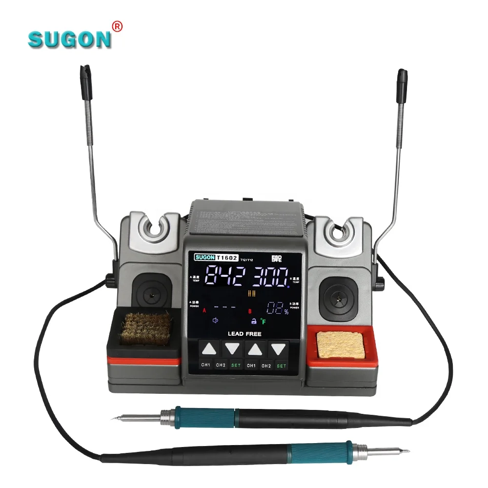 Adjustable Temperature 2 in 1 ESD Soldering Station SMD Rework Station Hot Air Gun Soldering Iron Set for Repair Welding