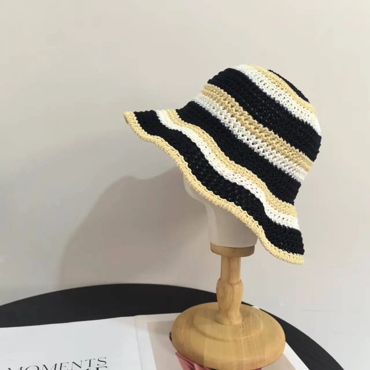 Womens Mesh Woven Bucket Hat Summer Beach Fisherman Sun Hat Foldable Womens Summer Sun Hat Wide Brim Outdoor UV Protection Hat  main image 2