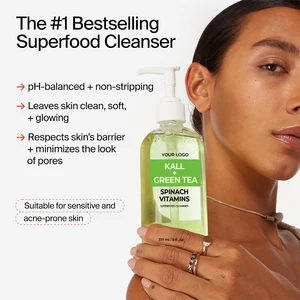 100% Natural Organic Vegan Amino Acid Vitamin E Green Tea Kale Facial Cleanser Moisturizing Soothing Anti-Aging Antioxidant