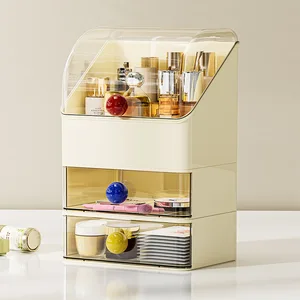 Large Capacity Desktop Makeup Organizer Dust-Proof  Lipstick Eyebrow Pencil Skin Care Storage Box for Home Dressing Table
