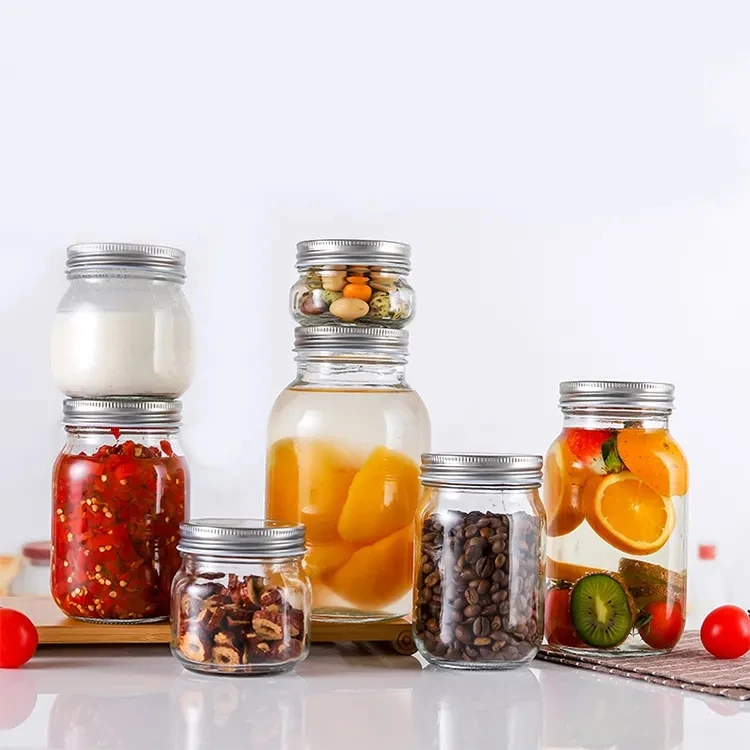 Round 5oz 8oz 11oz 16oz 25oz 33oz Glass Bottle Storage Jar Candy Jar