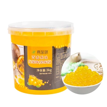 Popping Bursting Boba Taiwan Premium Quality Good Taste Yellow Konjac 3Kg Bursting Pearls Passion Fruit Flavor Ready To Eat