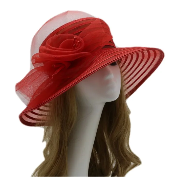 Lady Nave Blue Organza Church Hat With 