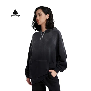 370gsm 100% Cotton Acid Wash Sun Faded Mens Hoodies Streetwear Custom Printing Embroidery Vintage Distressed Oversized Hoodie