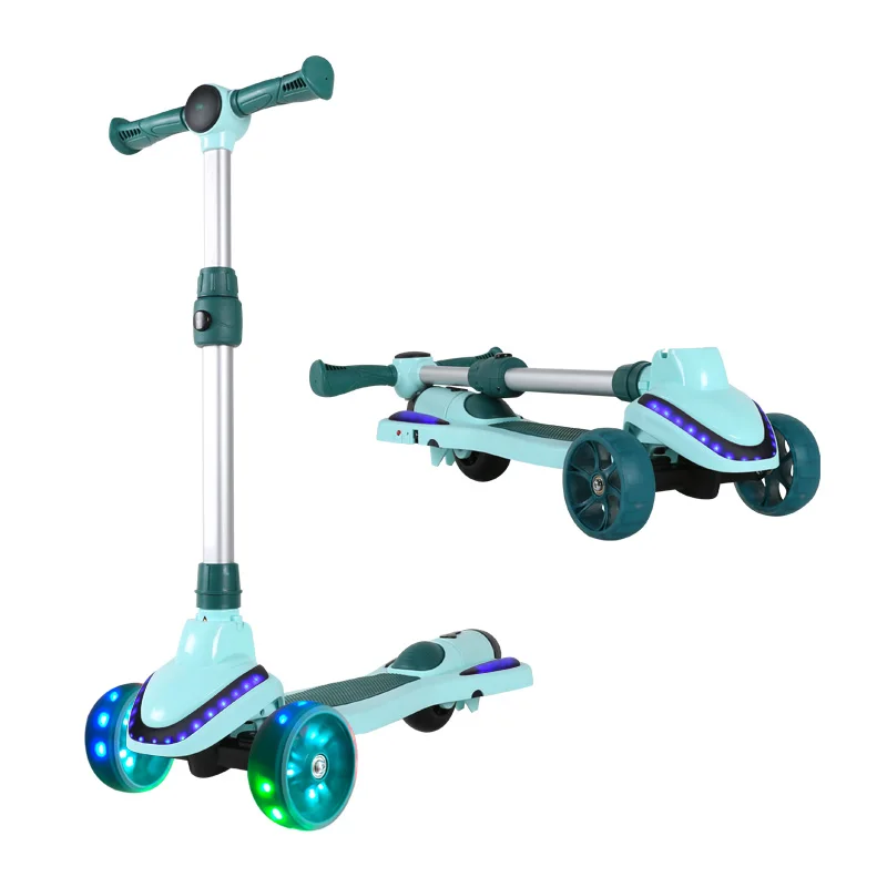 3 Wheel With LED Light 2 in 1 Folding Rocket Spray Smoke Bubble Seat for Children Manufacturer Kids Kick Foot Scooter for Sale