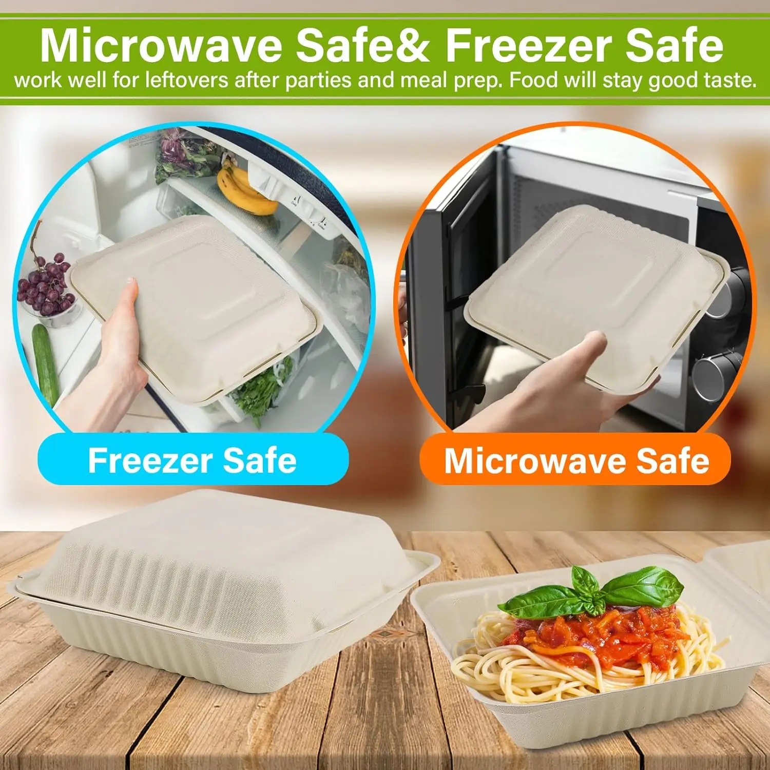 Biodegradable 8x8 Inch Sugarcane Clamshell Packaging Food Lunch Boxes ...
